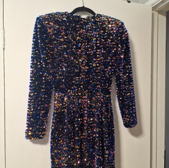 HELSI Milena Elegant Black Sequin Long Sleeve Dress XS Designer Neiman Marcus - Picture 5 of 16